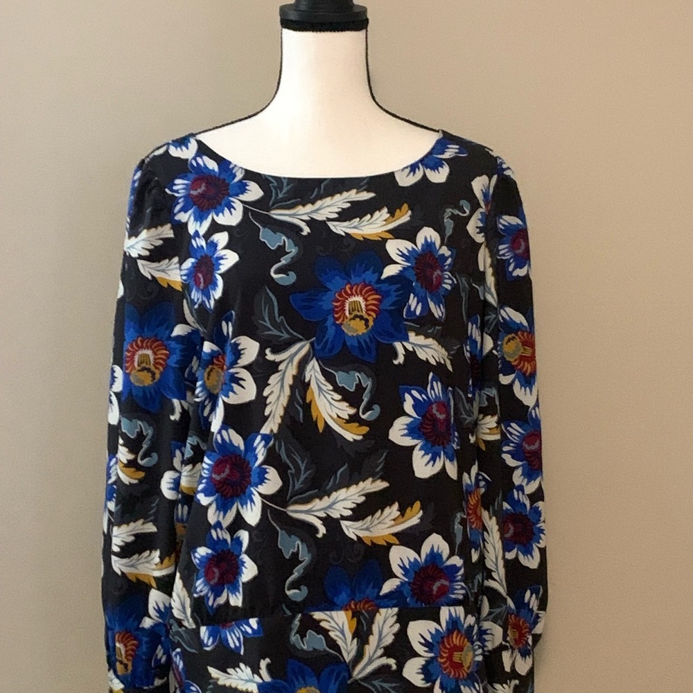 Ann Taylor Floral Long Sleeve Blouse sz xl euc
